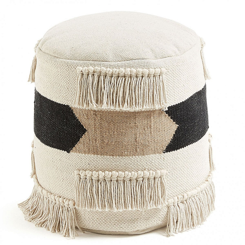 Пуф Boho Style Черный Молочный Бежевый Пуф Boho Style Черный Молочный Бежевый в Саратове | Loft Concept