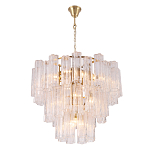 Люстра круглая многоярусная с прозрачными подвесками из стекла Hexagon Tube Light варинант исполнения - 3 | Loft Concept в Саратове