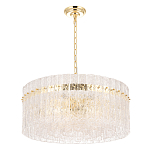 Люстра подвесная круглая с прозрачными рельефными стеклянными вставками и золотым основанием Textured Glass Chandelier варинант исполнения - 2 | Loft Concept в Саратове