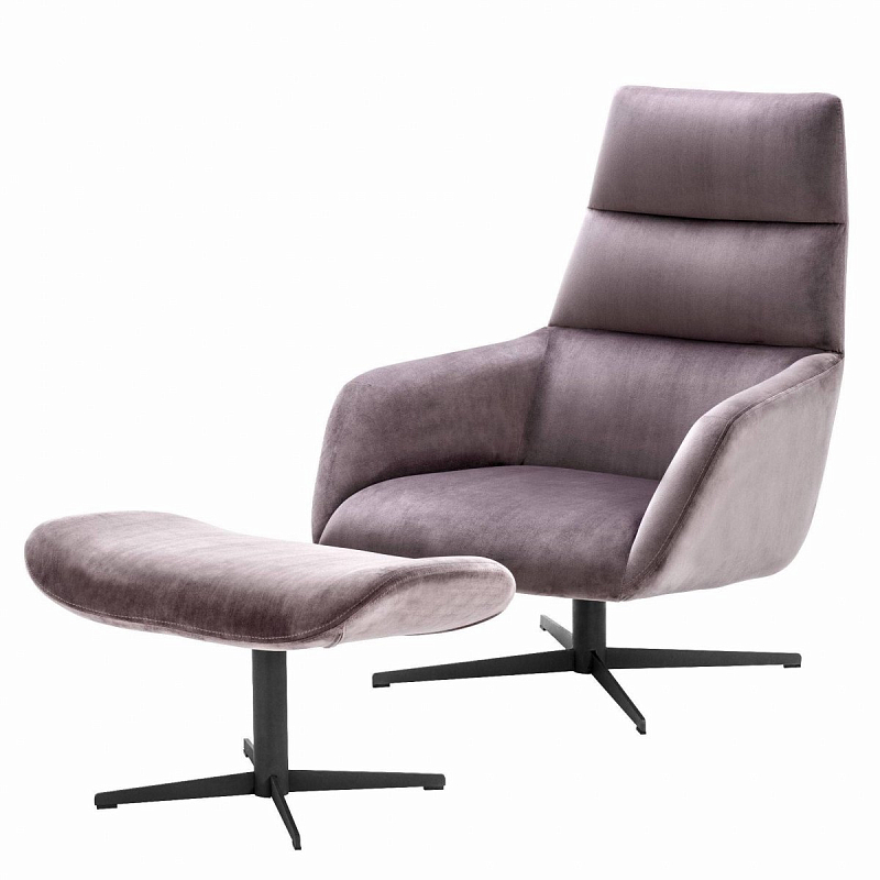 Кресло Eichholtz Swivel Chair & Ottoman Nautilus Черный Сиреневый Кресло Eichholtz Swivel Chair & Ottoman Nautilus Черный Сиреневый в Саратове | Loft Concept