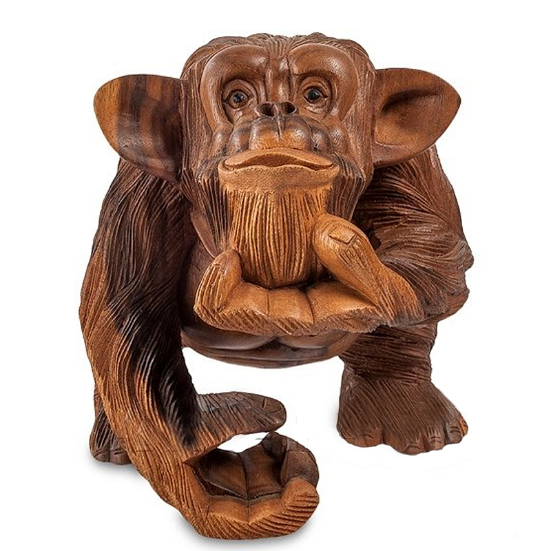 Статуэтка деревянная в виде обезьяны Wooden Monkey Коричневый в Саратове | Loft Concept 