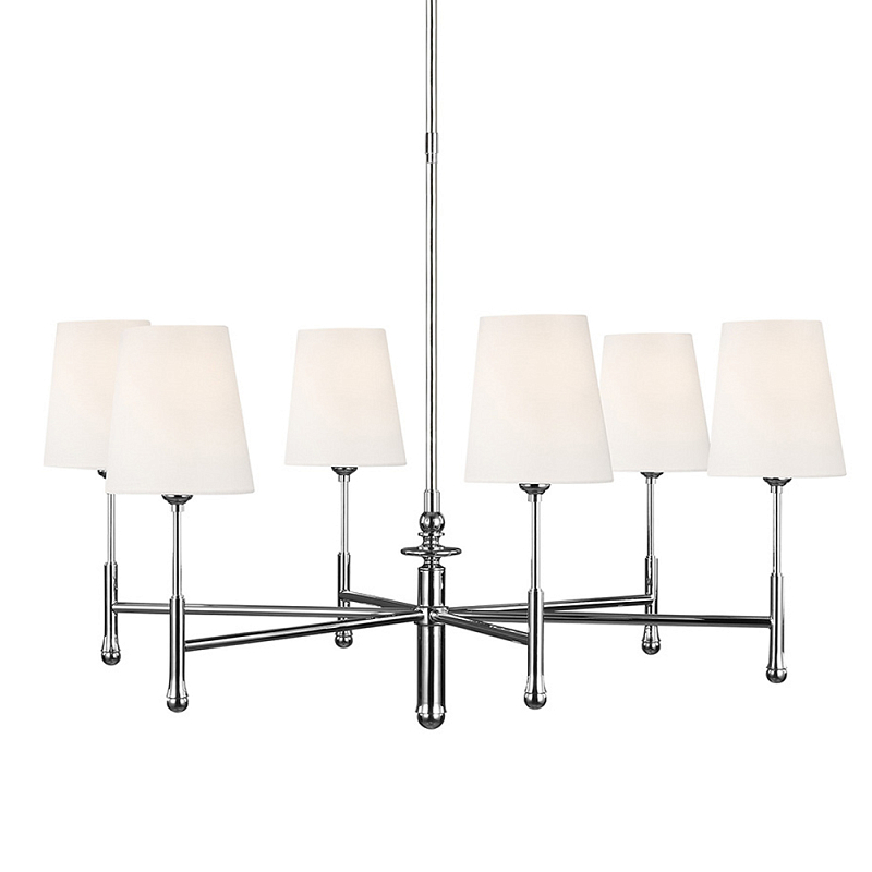 Люстра с 6-ю белыми конусными плафонам Generation Lighting Латунь Белый Бежевый в Саратове | Loft Concept 