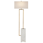 Торшер с прямоугольным абажуром на белом мраморном основании Asymmetry on Marble варинант исполнения - 1 | Loft Concept в Саратове