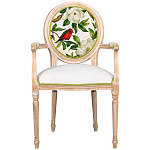 Стул с подлокотниками золотистый из бука с изображением птиц и цветов Blooming Red Birds варинант исполнения - 1 | Loft Concept в Саратове