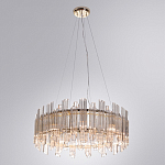 Люстра подвесная круглая с прозрачными хрустальными трубками и золотистым каркасом Диаметр 60 см Hexagon Tube Light варинант исполнения - 2 | Loft Concept в Саратове