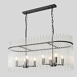 Люстра подвесная овальная со стеклянными прозрачными трубками и металлическим каркасом черного цвета Nembus варинант исполнения - 3 | Loft Concept в Саратове