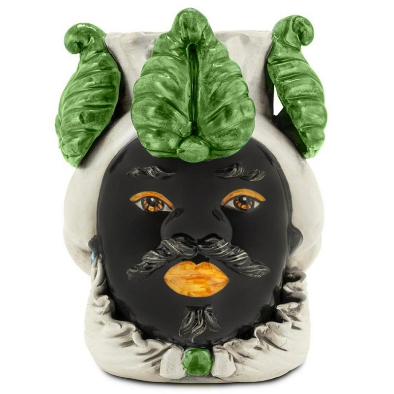 Ваза Vase Moro Man Small New Черный Зеленый Бежевый Ваза Vase Moro Man Small New Черный Зеленый Бежевый в Саратове | Loft Concept