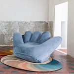 Дизайнерское плюшевое кресло в форме руки голубое Poltronova Joe Plush Baby Blue Armchair варинант исполнения - 3 | Loft Concept в Саратове