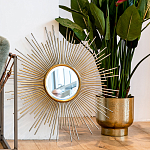 Зеркало-солнце круглое в раме из металла с золотыми с лучами Rays of Peace варинант исполнения - 3 | Loft Concept в Саратове