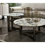 Столик журнальный с круглой мраморной столешницей Unique Stone Design варинант исполнения - 7 | Loft Concept в Саратове