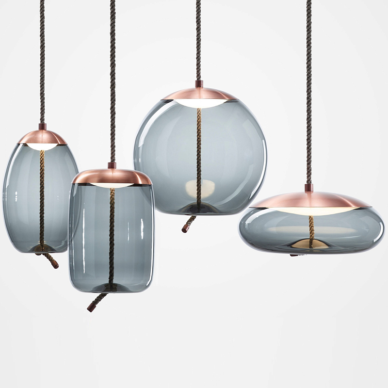 Подвесной светильник KNOT Small Gray glass Copper Голубой Медь Подвесной светильник KNOT Small Gray glass Copper Голубой Медь в Саратове | Loft Concept