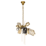 Люстра подвесная со стеклянными плафонами из дымчатого и золотистого с тремя вертикальными подвесками Gilded Mirage  варинант исполнения - 2 | Loft Concept в Саратове