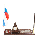 Настольный письменный набор с часами в виде пирамиды из природного камня обсидиана Pyramid of Time варинант исполнения - 1 | Loft Concept в Саратове