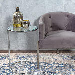 Приставной столик на серебристом основании с столешницей из стекла Noir варинант исполнения - 4 | Loft Concept в Саратове