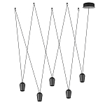 Подвесной светильник черными плафонами на длинных пересекающихся тросах Construction варинант исполнения - 2 | Loft Concept в Саратове