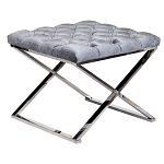 Пуф велюровый серый с каретной стяжкой Perennially варинант исполнения - 1 | Loft Concept в Саратове