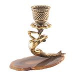 Подсвечник бронзовый из натурального камня агат Stone Candlestick варинант исполнения - 1 | Loft Concept в Саратове