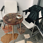 Круглый журнальный столик со столешницей из эпоксидной смолы Epoxy Resin Flowers Coffee Table варинант исполнения - 8 | Loft Concept в Саратове