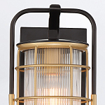 Настенный фонарь цилиндрической формы с рифленым стеклом в золотом каркасе на черном прямоугольном основании Eurofase варинант исполнения - 13 | Loft Concept в Саратове