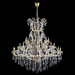 Люстра многоярусная с 53-мя лампочками и прозрачными хрустальными подвесками на основании золотого цвета Crystal lamps варинант исполнения - 2 | Loft Concept в Саратове