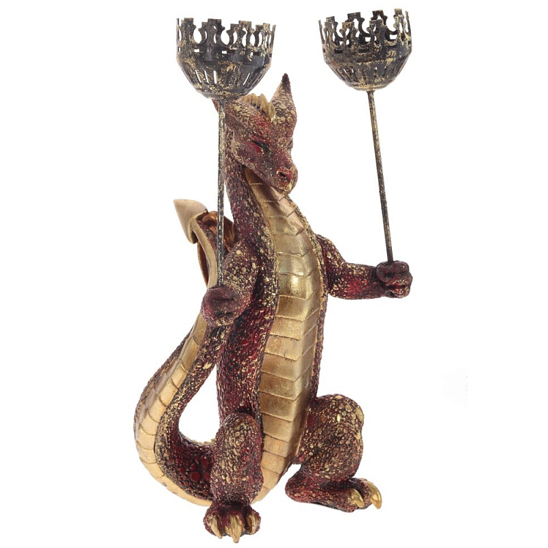 Подсвечник в виде дракона Dragon with Two Candlesticks Red Красный Золотой Подсвечник в виде дракона Dragon with Two Candlesticks Red Красный Золотой в Саратове | Loft Concept