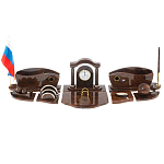 Настольный письменный набор с часами из природного камня обсидиана Competent Leader варинант исполнения - 1 | Loft Concept в Саратове