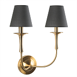 Бра с металлическим основанием бронзового цвета и 2-мя черными конусовидными абажурами Dignity варинант исполнения - 1 | Loft Concept в Саратове