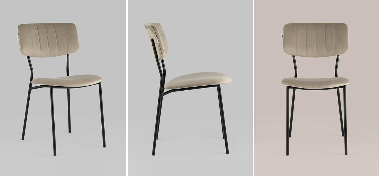 Стул Singer Chair без подлокотника Бежевый Велюр Стул Singer Chair без подлокотника Бежевый Велюр - Loft-Concept в Саратове