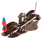 Настольный письменный набор с часами из природного камня обсидиана Competent Leader варинант исполнения - 2 | Loft Concept в Саратове