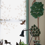 Обои с вышивкой ручной работы Mughal Trees Original colourway on linen варинант исполнения - 3 | Loft Concept в Саратове