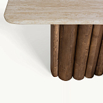 Консоль с овальной столешницей и фактурным деревянным основанием Enzo варинант исполнения - 3 | Loft Concept в Саратове