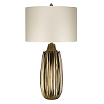 Настольная лампа с рифленым керамическим основанием в бронзовом цвете и жемчужным шёлковым абажуром Elstead Lighting варинант исполнения - 1 | Loft Concept в Саратове