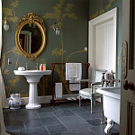 Обои ручная роспись Bamboo Golden on Blue grey dyed silk варинант исполнения - 1 | Loft Concept в Саратове