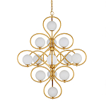 Люстра с закругленным каркасом золотого цвета и белыми плафонами Round Curl варинант исполнения - 2 | Loft Concept в Саратове