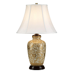 Настольная лампа с фарфоровым основанием с декоративным орнаментом и белым абажуром на темной круглой подставке Elstead Lighting варинант исполнения - 6 | Loft Concept в Саратове