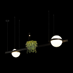 Подвесной светильник линейный с 2-мя шарообразными плафонами и цилиндрическим спотом Light of Еyes варинант исполнения - 4 | Loft Concept в Саратове
