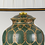 Настольная лампа с керамическим основанием с золотистым решетчатым узором и белым плиссированным абажуром Elstead Lighting варинант исполнения - 3 | Loft Concept в Саратове