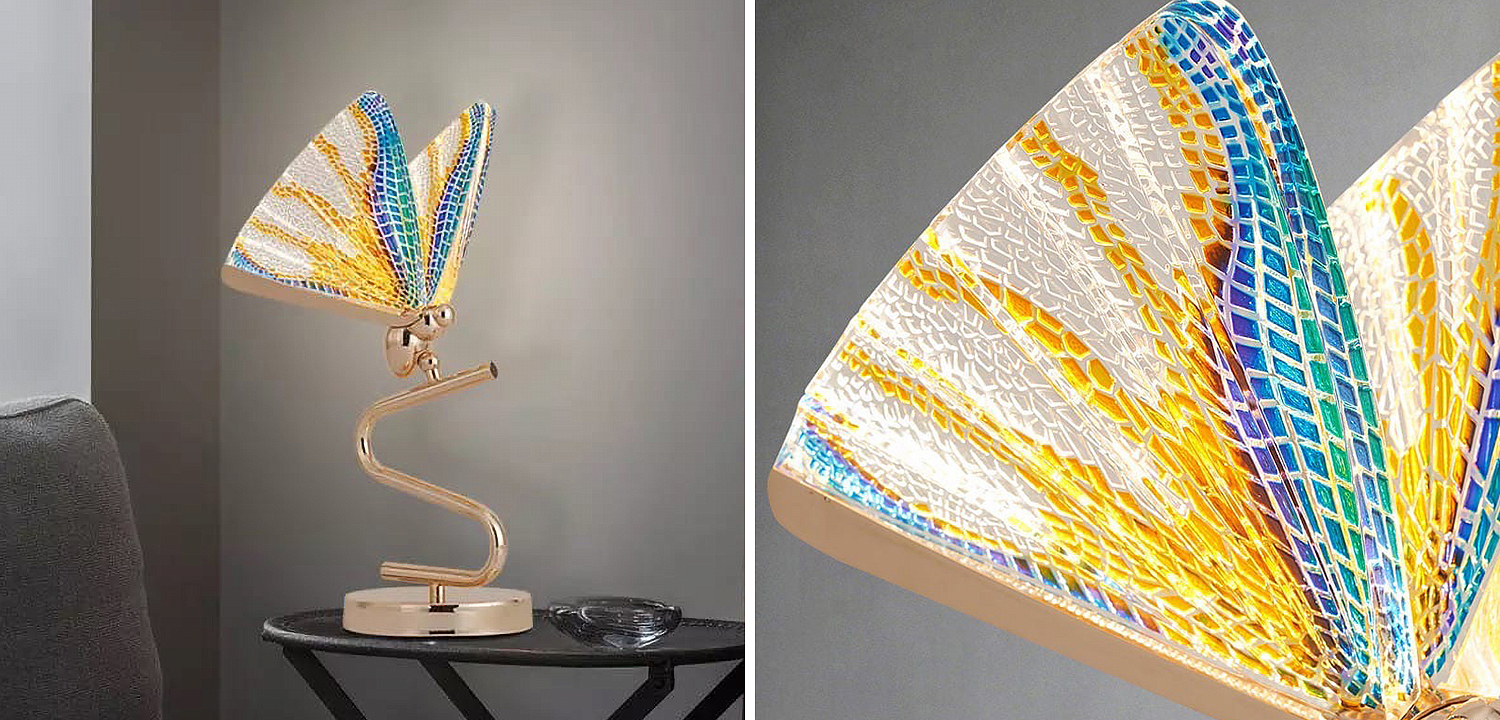Ночник с Бабочкой Butterfly Colored glass Table Lamp J Ночник с Бабочкой Butterfly Colored glass Table Lamp J - Loft-Concept в Саратове