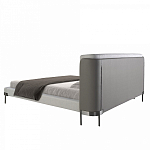 Кровать двуспальная серая с мягким изголовьем из экокожи и ткани Modern Look варинант исполнения - 4 | Loft Concept в Саратове