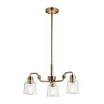 Люстра цвета латунь с 3-мя прозрачными стеклянными плафонами Kichler варинант исполнения - 2 | Loft Concept в Саратове