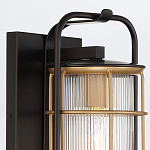 Настенный фонарь цилиндрической формы с рифленым стеклом в золотом каркасе на черном прямоугольном основании Eurofase варинант исполнения - 5 | Loft Concept в Саратове