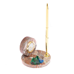 Часы настольные с шариковой металлической ручкой из натурального камня Stone Clock варинант исполнения - 8 | Loft Concept в Саратове
