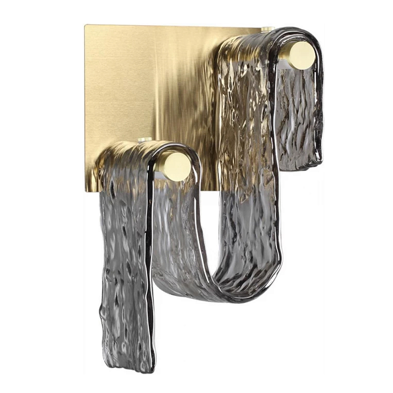 Бра волнистой формы из фактурного стекла Wave Дымчатый (Smoke) Янтарный в Саратове | Loft Concept 