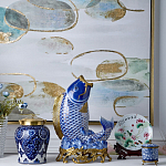 Ваза с насыщенным синим орнаментом и золотой крышкой Blue & White Ornament  варинант исполнения - 1 | Loft Concept в Саратове