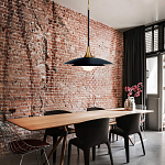 Подвесной светильник с плафоном в форме плоского купола и белой шарообразной лампой Eurofase варинант исполнения - 8 | Loft Concept в Саратове