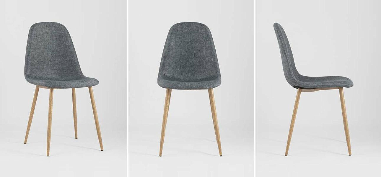 Стул Archie Chair Серая Рогожка Деревянные ножки Стул Archie Chair Серая Рогожка Деревянные ножки - Loft-Concept в Саратове