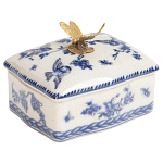 Фарфоровая шкатулка с бронзовой стрекозой Blue and White варинант исполнения - 1 | Loft Concept в Саратове