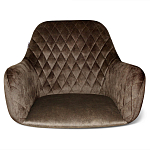 Барный стул со спинкой и подлокотниками на 4-х деревянных ножках Douglas Rhombus Коричневый Велюр варинант исполнения - 3 | Loft Concept в Саратове