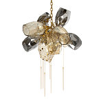 Люстра подвесная со стеклянными плафонами из дымчатого и золотистого с шестью вертикальными подвесками Gilded Mirage  варинант исполнения - 7 | Loft Concept в Саратове