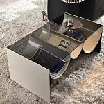 Дизайнерский журнальный стол с полукруглыми полками под столешницей Tiwoberoc варинант исполнения - 2 | Loft Concept в Саратове